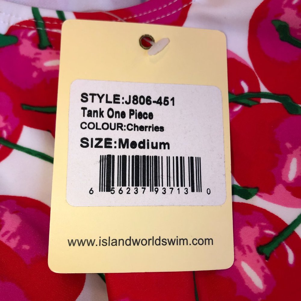 NEW Island Love One Piece Swimsuit Size Medium 5-7 Red Cherry Print - Picture 11 of 11